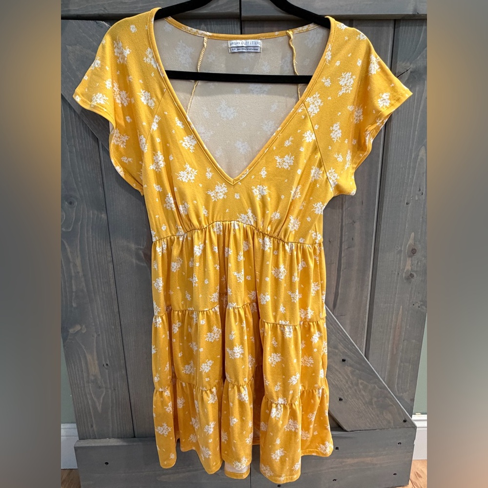 Urban Outfitters Boho Floral Babydoll Swing Dress Yellow Womens Small